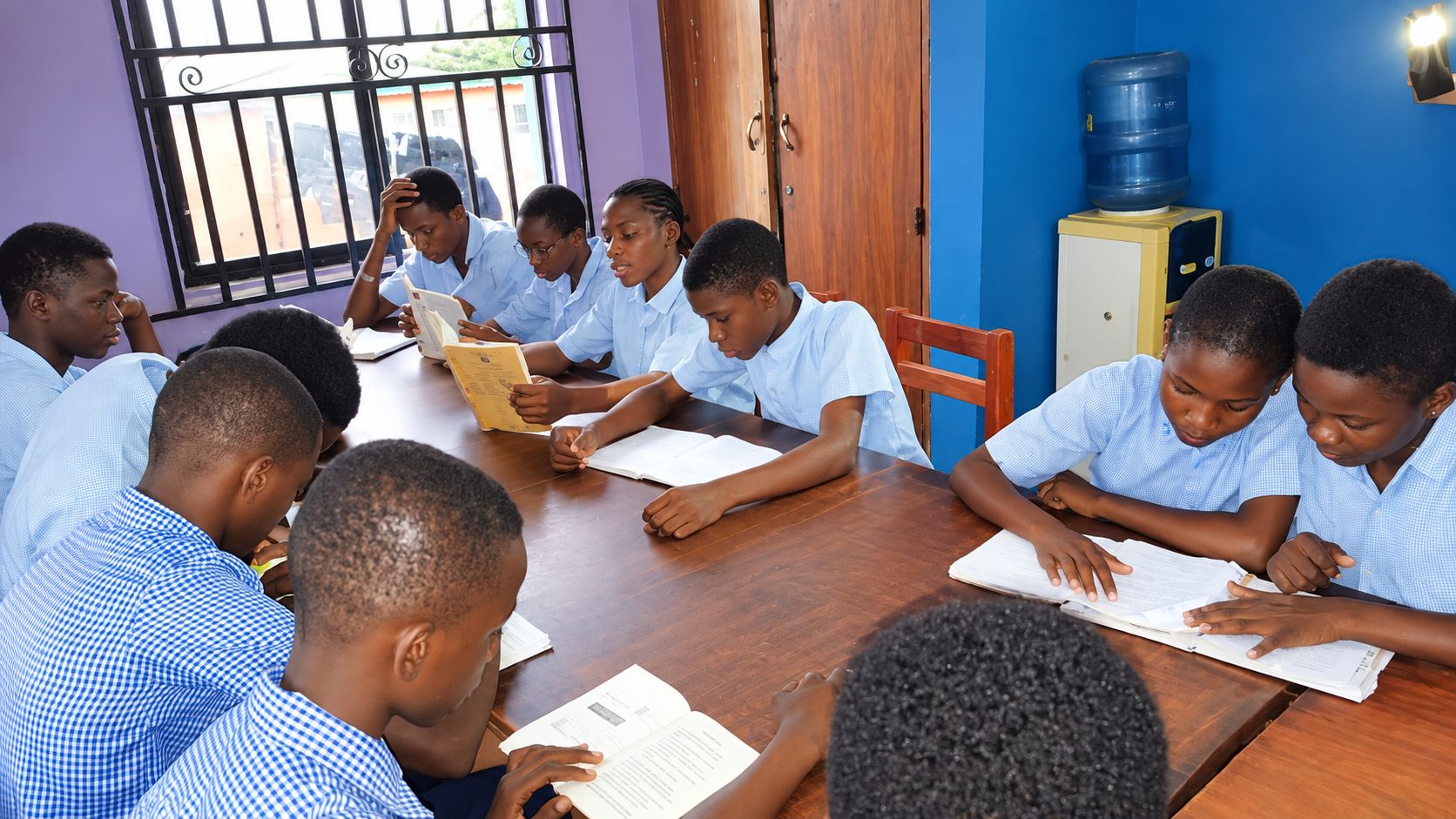 Students studying in the library