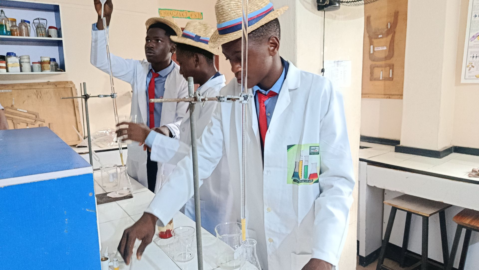 Students conducting practical work in the chemistry laboratory