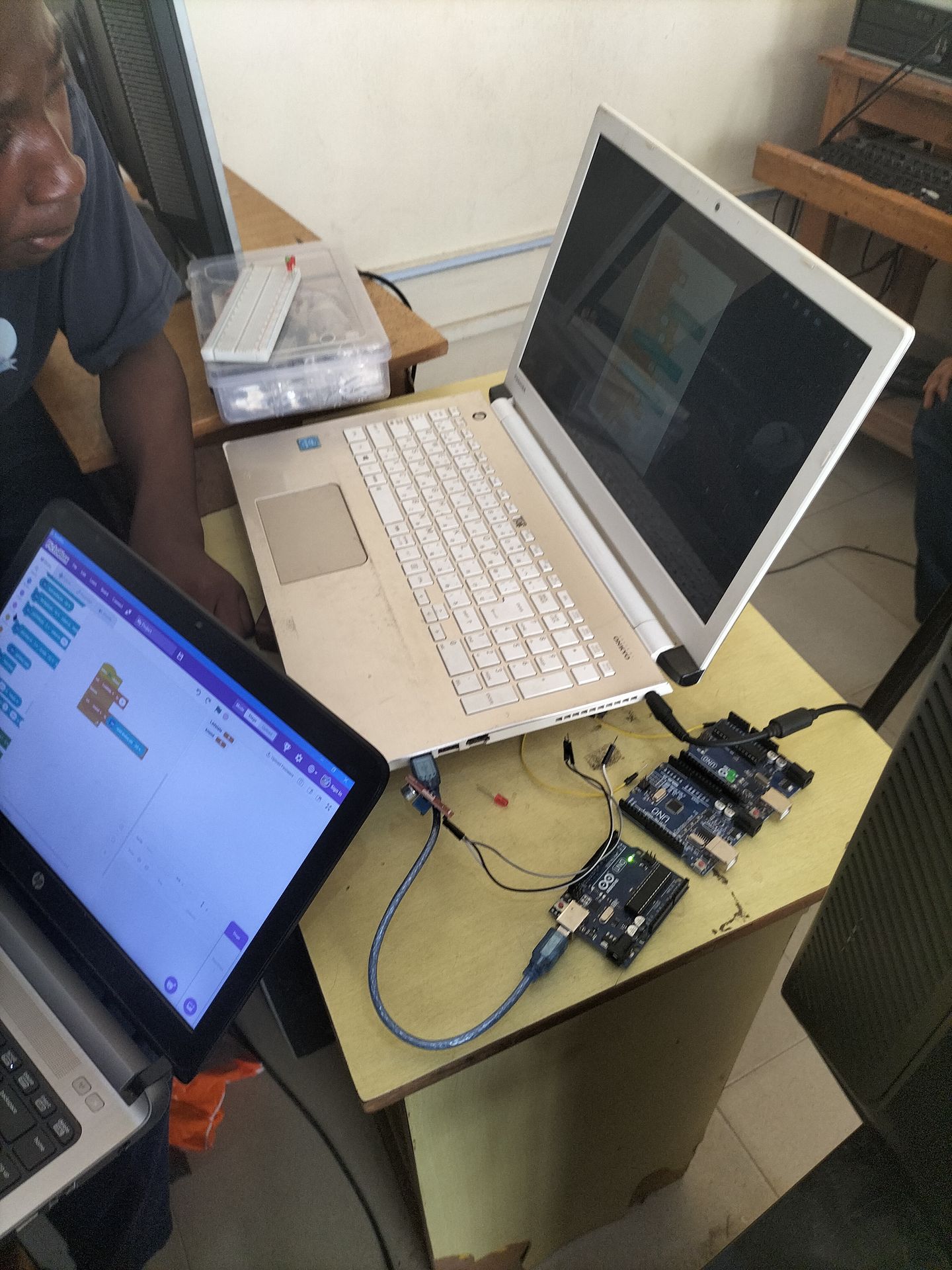 Students exploring technology