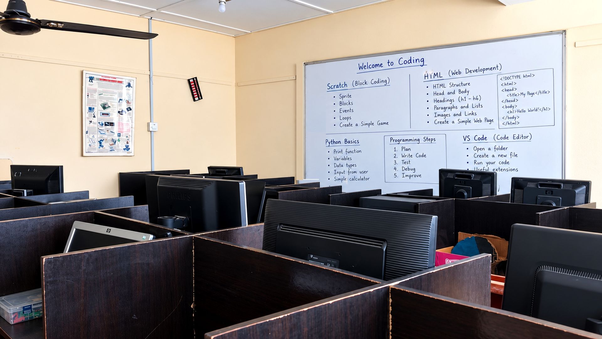 Students working on computers in the ICT laboratory