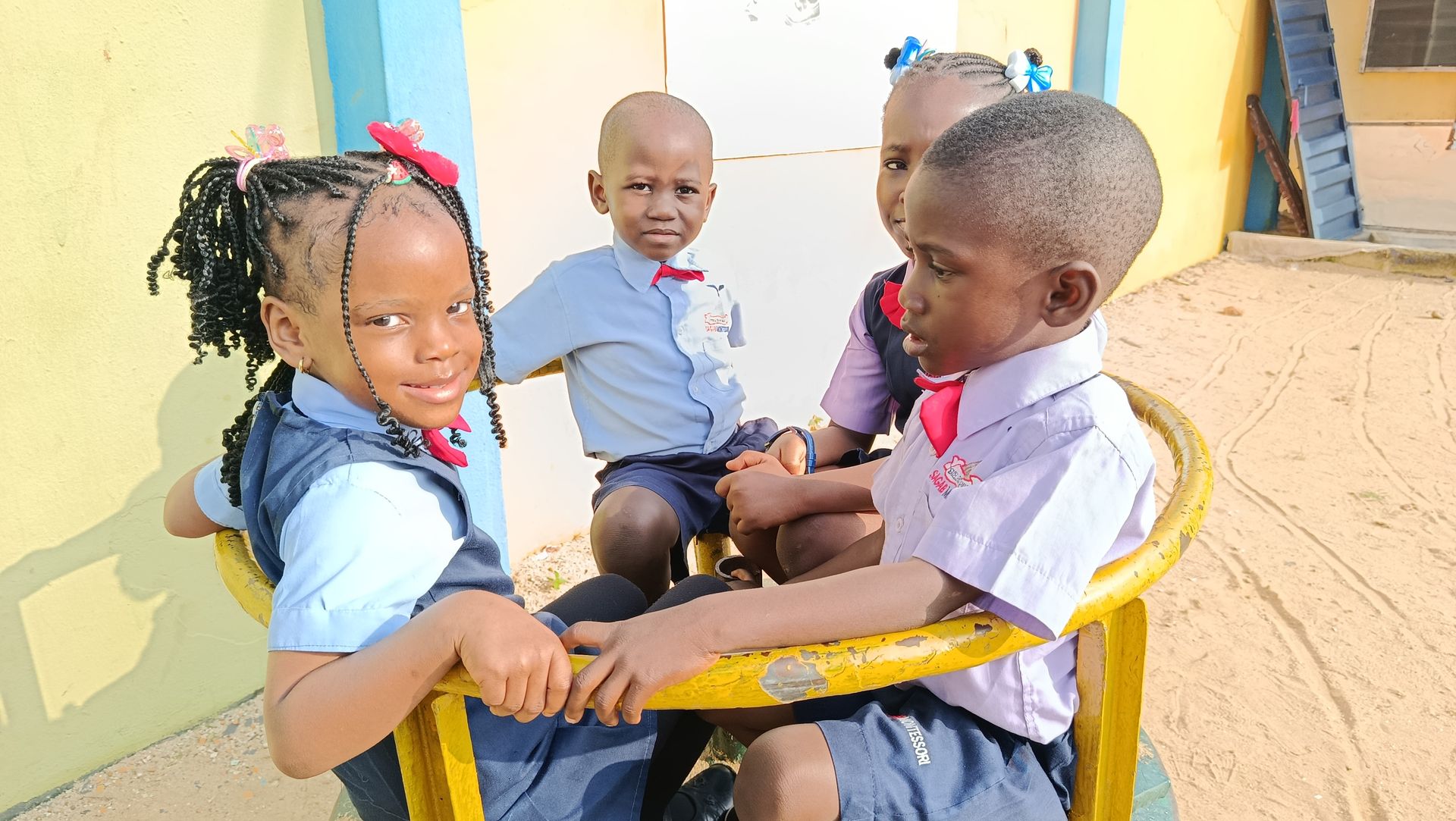 Young Sagab Montessori pupils learning together
